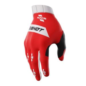Gants de motocross Shot Race blanc-rouge