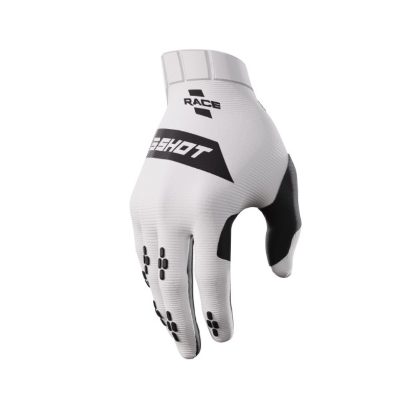 Gants de motocross Shot Race blanc-noir