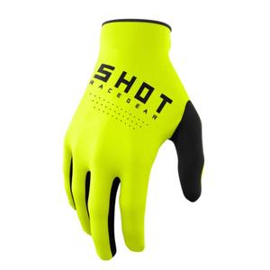 Gants de motocross Shot Raw noir-jaune fluo soldes