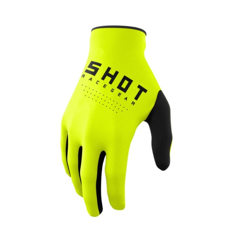 Gants de motocross Shot Raw noir-jaune fluo soldes