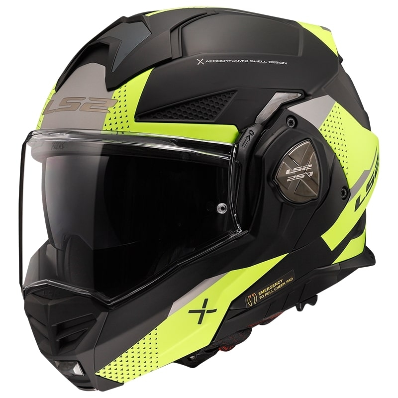 Casque moto modulable LS2 FF901 Advant X Oblivion noir-jaune fluo