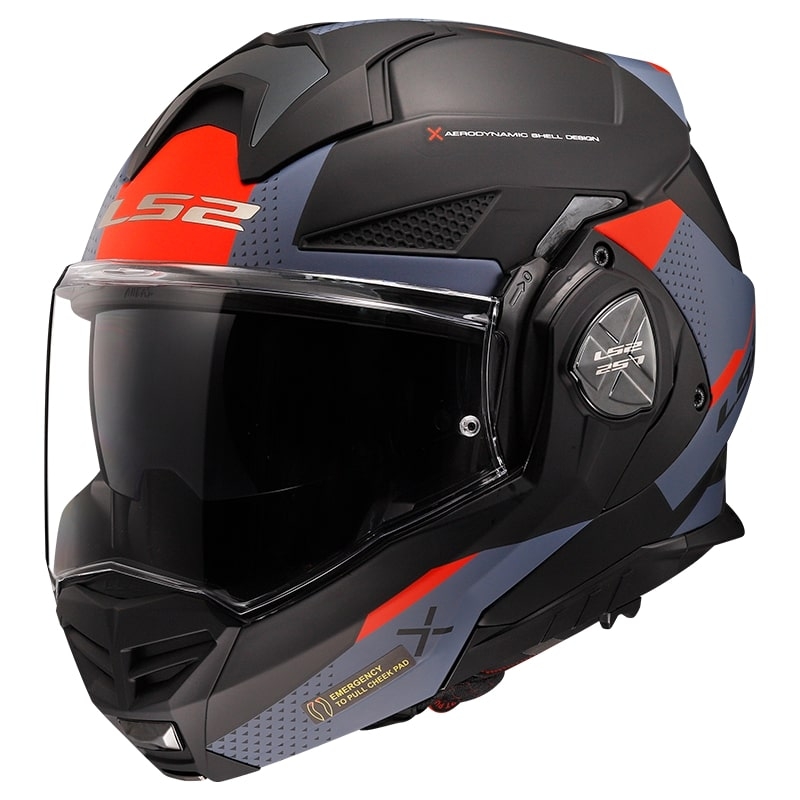 Casque moto LS2 FF901 Advant X Oblivion noir-bleu-rouge à visière relevable