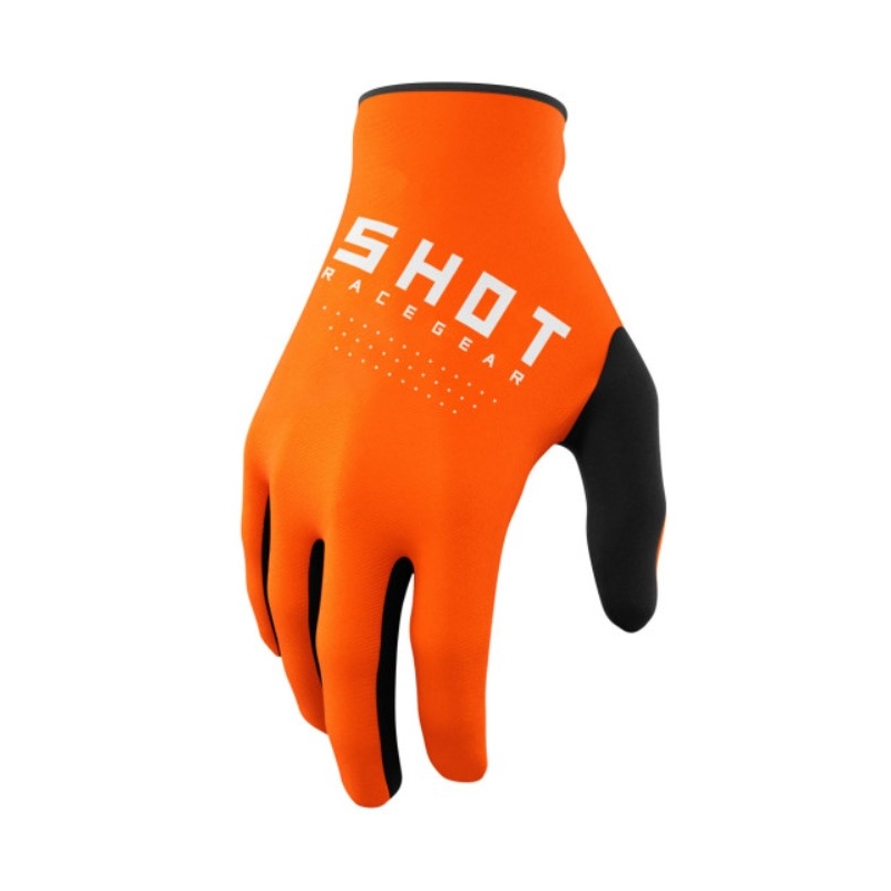 Gants de motocross Shot Raw noir-blanc-orange soldes