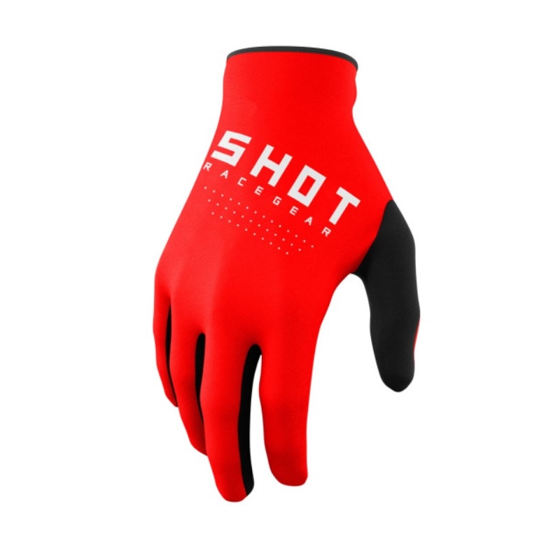 Gants de motocross Shot Raw noir-blanc-rouge soldes