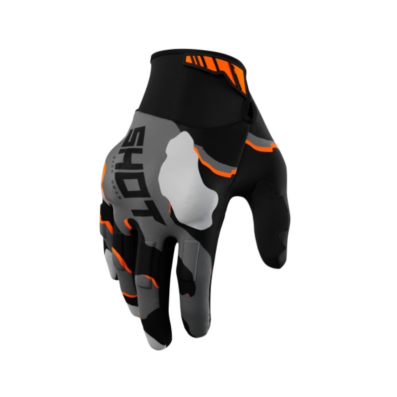 Gants motocross Shot Drift Camo noir-camo-fluo orange soldes