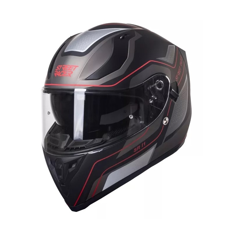 Helma na motorku Street Racer SR I1 černo-šedo-červená - II. jakost