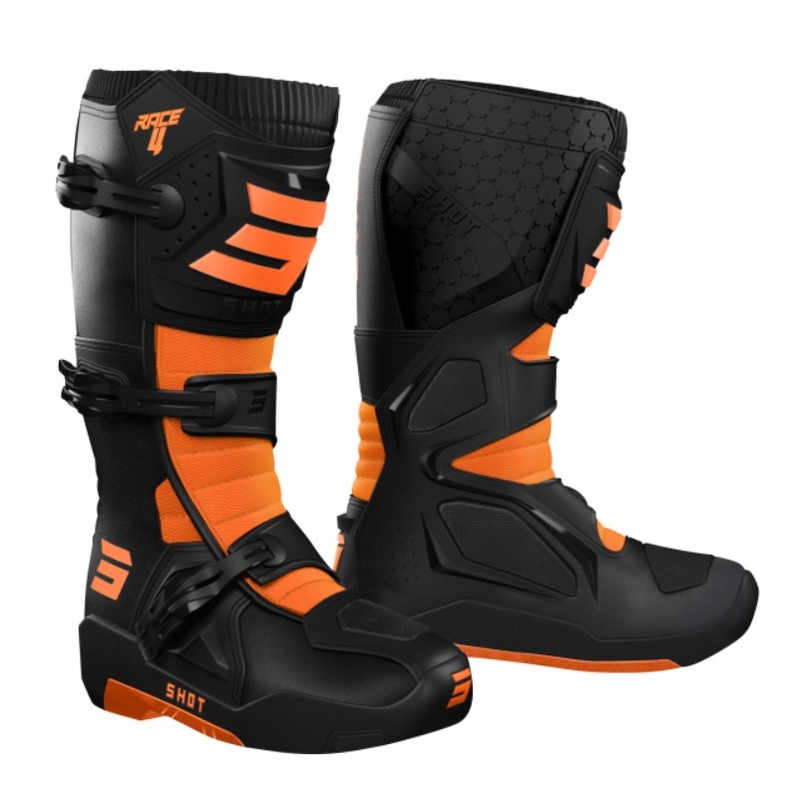 Bottes de moto Shot Race 4 noir et orange soldes