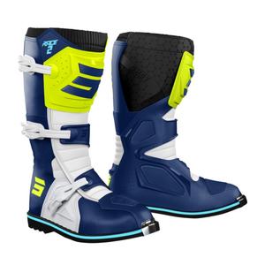 Bottes de moto Shot Race 2 bleu-blanc-jaune fluo