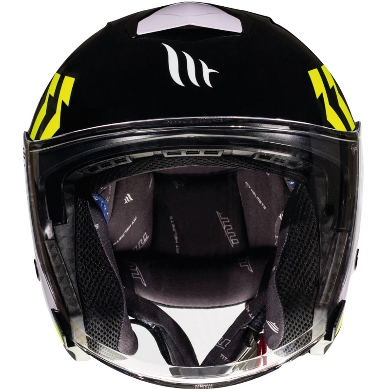 Otevřená přilba na motorku MT Thunder 3 SV Venus černo-bílo-fluo žlutá - II. jakost