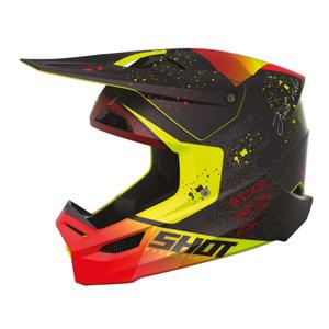 Casque motocross enfant Shot Furious Matrix rouge-noir-jaune fluo soldes