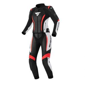 Combinaison moto femme Shima Miura 2.0 noir-blanc-rouge fluo