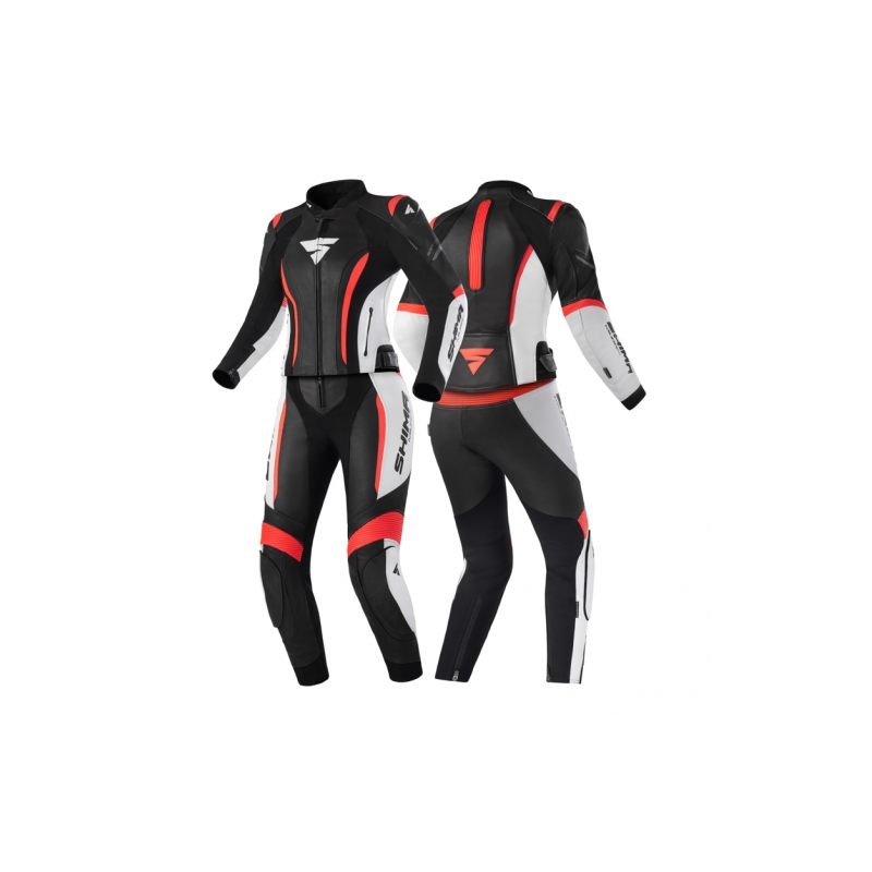 Combinaison moto femme Shima Miura 2.0 noir-blanc-rouge fluo