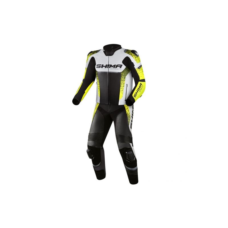 Combinaison moto Shima STR 2.0 noir-blanc-jaune fluo