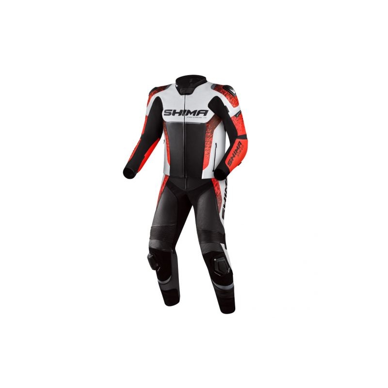 Combinaison moto Shima STR 2.0 noir-blanc-rouge fluo