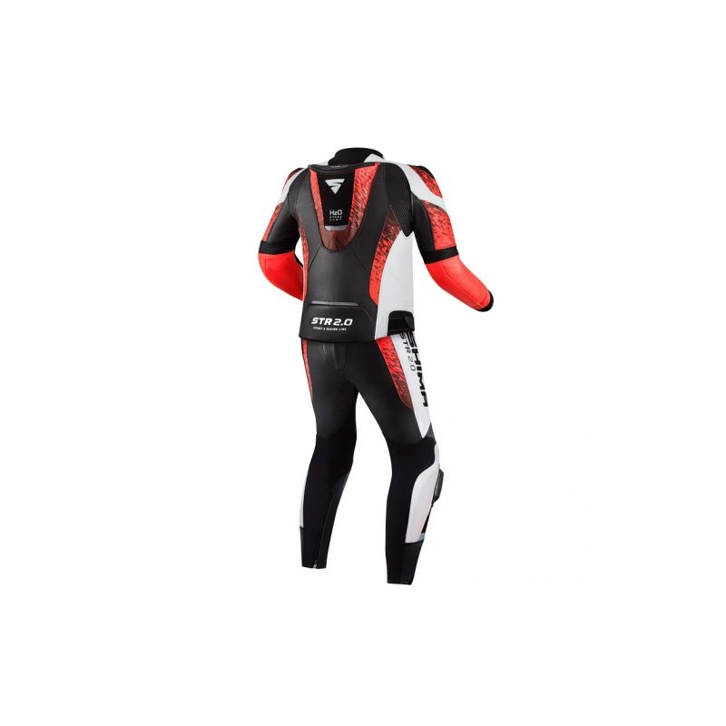 Combinaison moto Shima STR 2.0 noir-blanc-rouge fluo