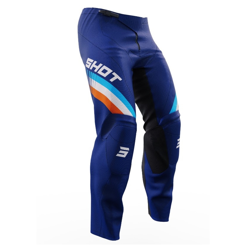 Pantalon de motocross pour enfants Shot Raw Kid Tracer blanc et bleu soldes