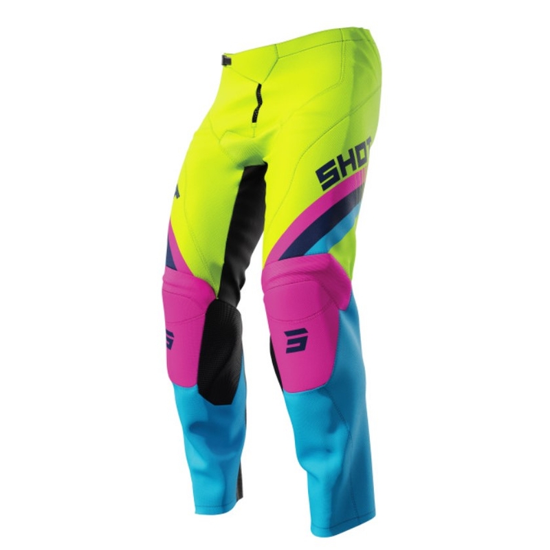 Pantalon de motocross Shot Raw Kid Tracer Pink-Blue-Fluo Yellow Kids soldes