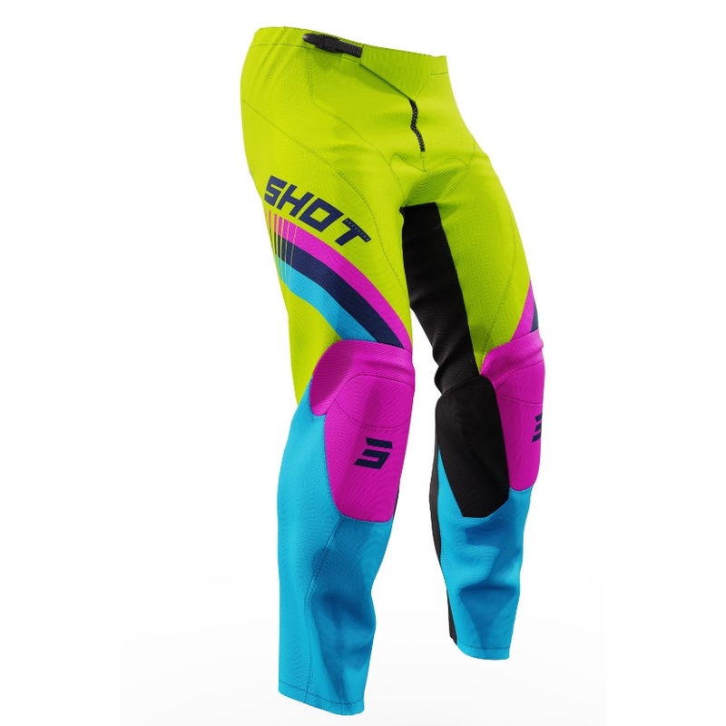 Pantalon de motocross Shot Raw Kid Tracer Pink-Blue-Fluo Yellow Kids soldes