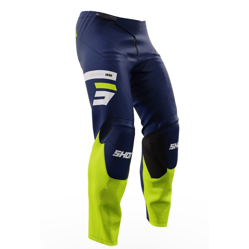 Pantalon motocross enfant Shot Raw Kid Reflex bleu-jaune fluo