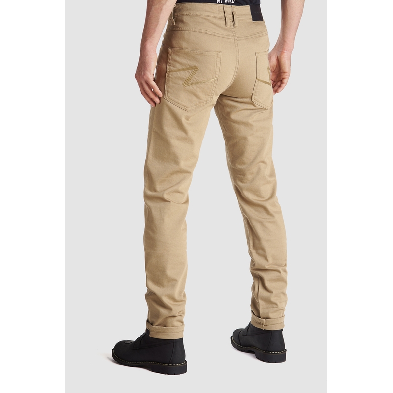 Jeans PANDO MOTO Robby Slim beige soldes