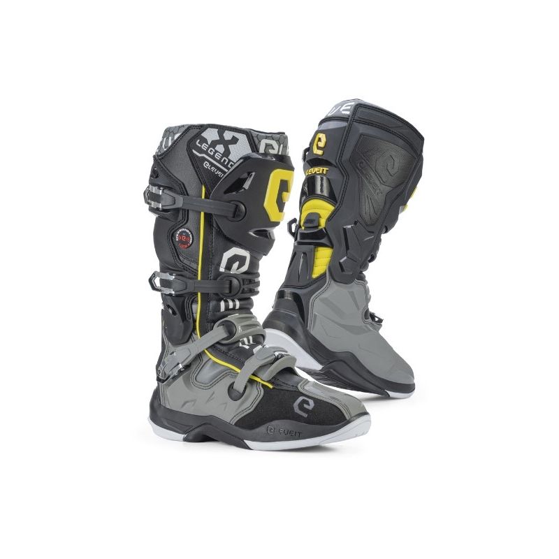 Bottes moto Eleveit X-Legend gris-jaune soldes