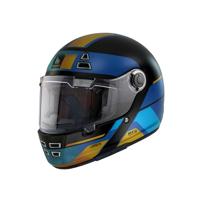 Casque moto intégral MT Jarama 68TH C7 noir-or-bleu soldes