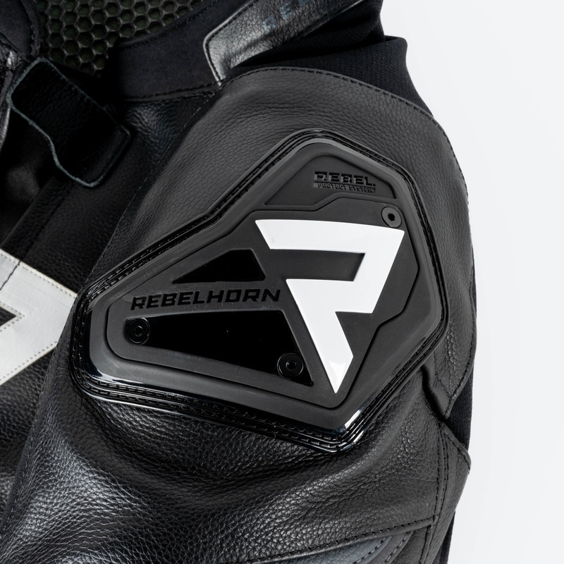 Veste de moto en cuir Rebelhorn Veloce noir-blanc