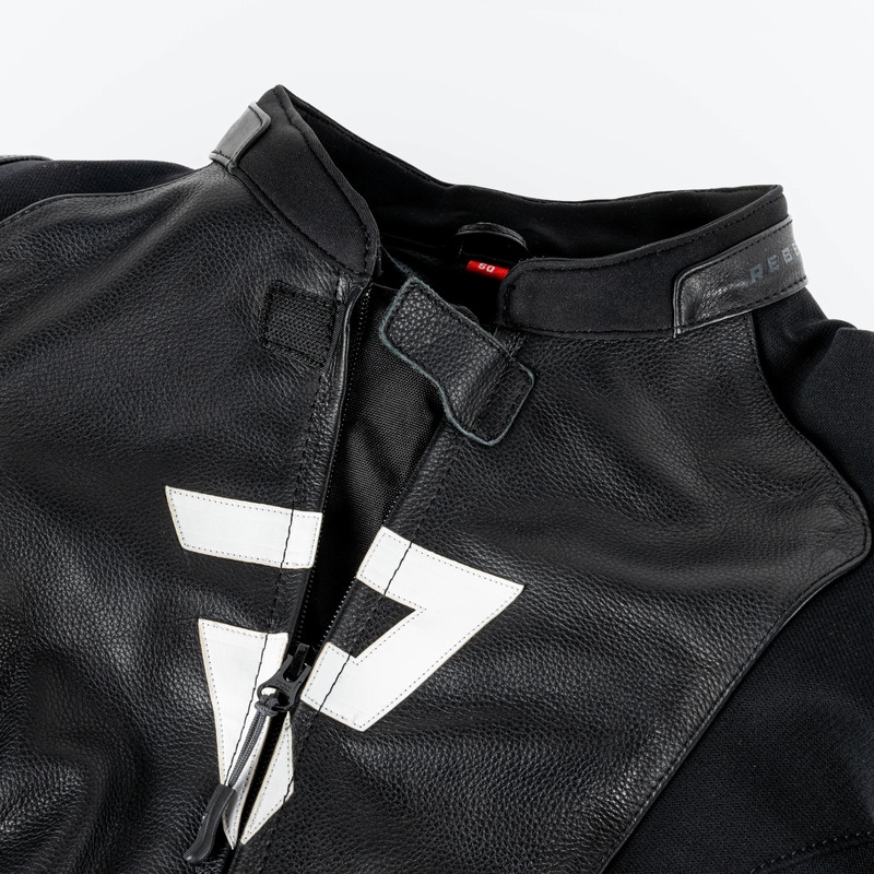 Veste de moto en cuir Rebelhorn Veloce noir-blanc