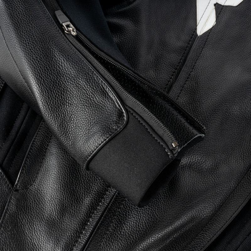 Veste de moto en cuir Rebelhorn Veloce noir-blanc