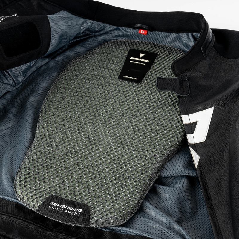 Veste de moto en cuir Rebelhorn Veloce noir-blanc