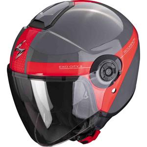 Casque ouvert Scorpion EXO-CITY II Court gris-rouge