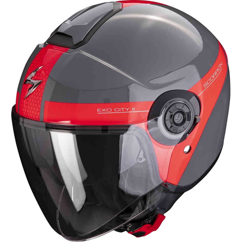 Casque ouvert Scorpion EXO-CITY II Court gris-rouge