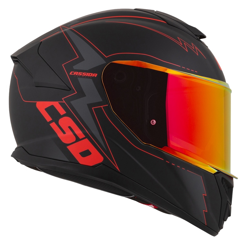 Casque moto Cassida Integral GT 2.1 Flash Noir-Rouge-Gris