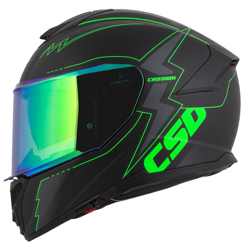 Casque moto Integral Cassida Integral GT 2.1 Flash noir-vert fluo-gris