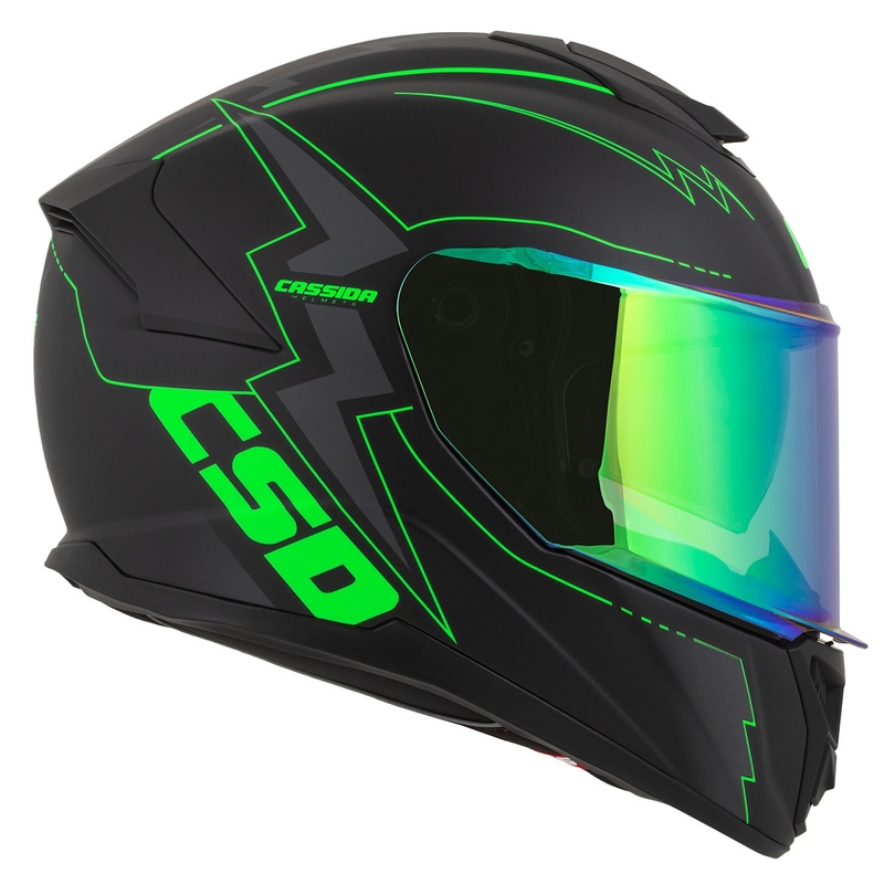 Casque moto Integral Cassida Integral GT 2.1 Flash noir-vert fluo-gris
