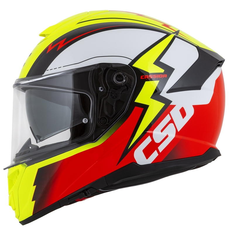 Casque moto Integral Cassida Integral GT 2.1 Flash jaune fluo-rouge-noir-blanc