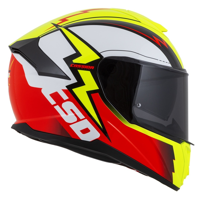 Casque moto Integral Cassida Integral GT 2.1 Flash jaune fluo-rouge-noir-blanc