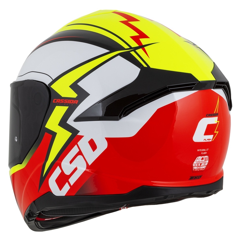 Casque moto Integral Cassida Integral GT 2.1 Flash jaune fluo-rouge-noir-blanc