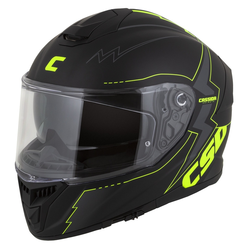 Casque moto Cassida Integral GT 2.1 Flash noir-jaune fluo-gris