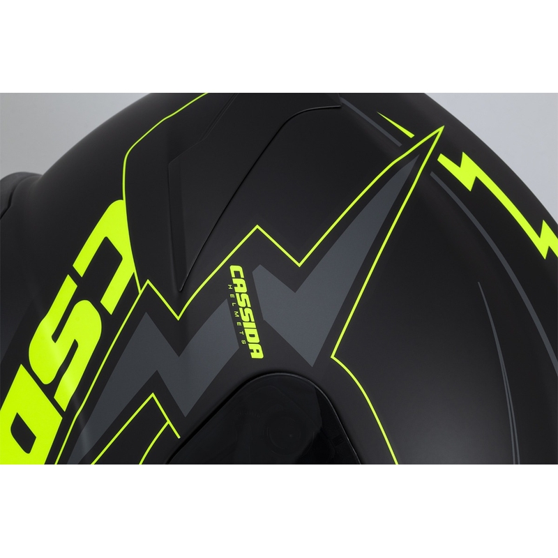 Casque moto Cassida Integral GT 2.1 Flash noir-jaune fluo-gris