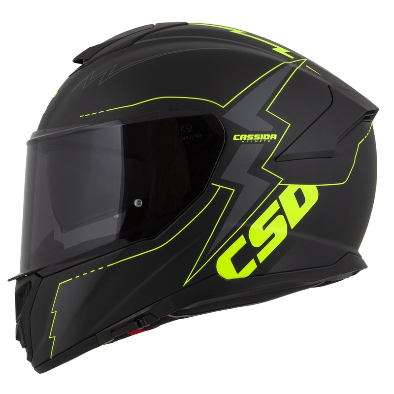 Casque moto Cassida Integral GT 2.1 Flash noir-jaune fluo-gris