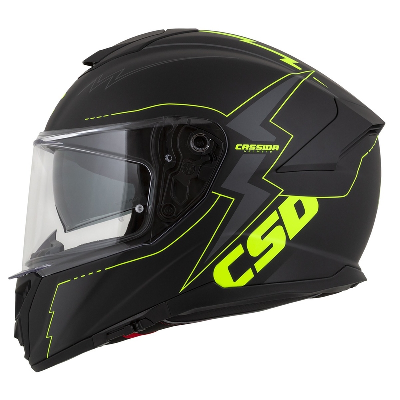 Casque moto Cassida Integral GT 2.1 Flash noir-jaune fluo-gris