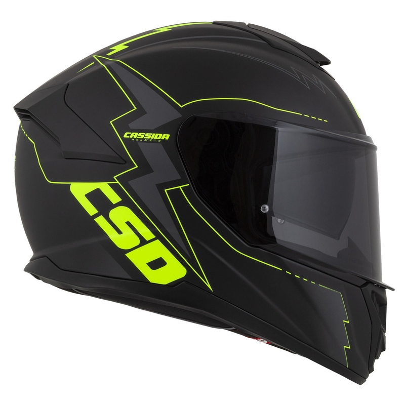 Casque moto Cassida Integral GT 2.1 Flash noir-jaune fluo-gris