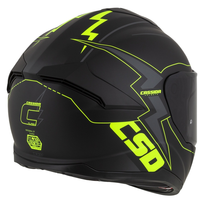 Casque moto Cassida Integral GT 2.1 Flash noir-jaune fluo-gris
