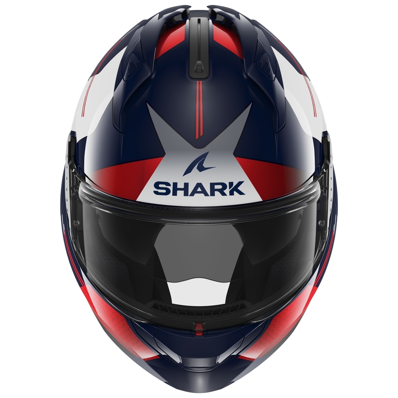 Casque SHARK EVO-GT Tekline bleu-blanc-rouge à bascule