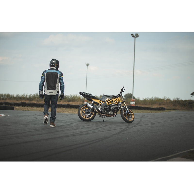 Oxford Dakar D2D Air blouson moto bleu argenté jaune fluo