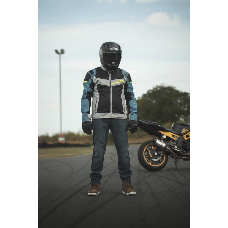 Oxford Dakar D2D Air blouson moto bleu argenté jaune fluo