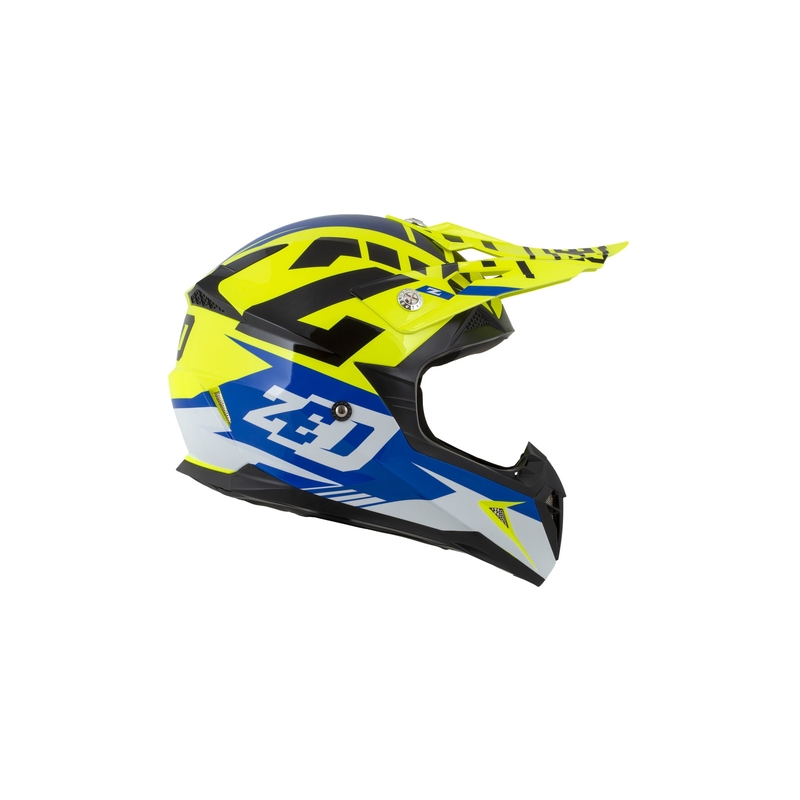 Dětská motokrosová přilba ZED X1.9D modro-fluo žluto-černo-bílá