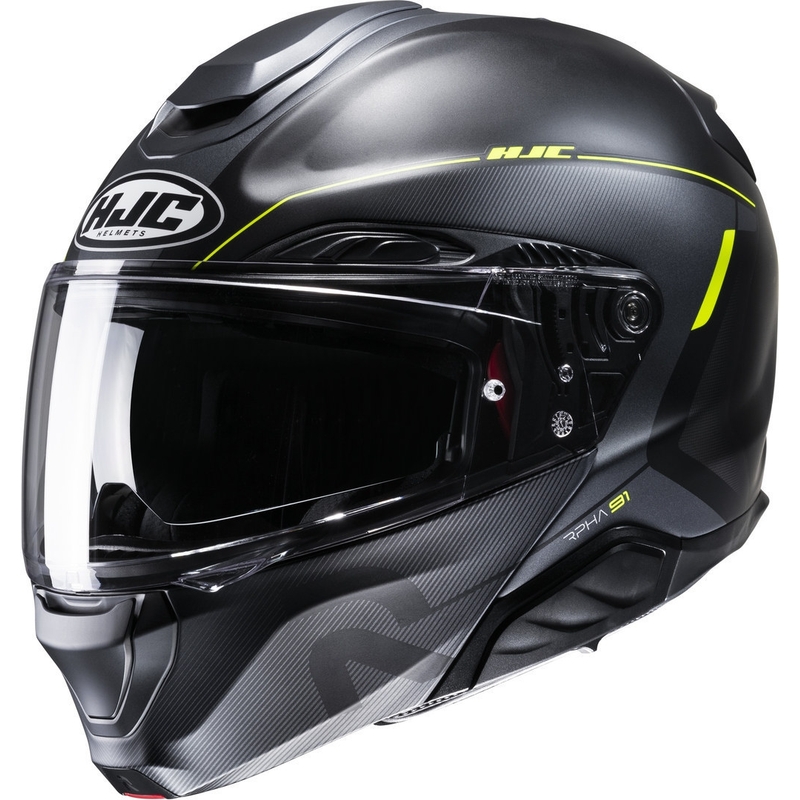 HJC RPHA 91 Combust MC3HSF casque de moto noir-jaune fluo à visière relevable
