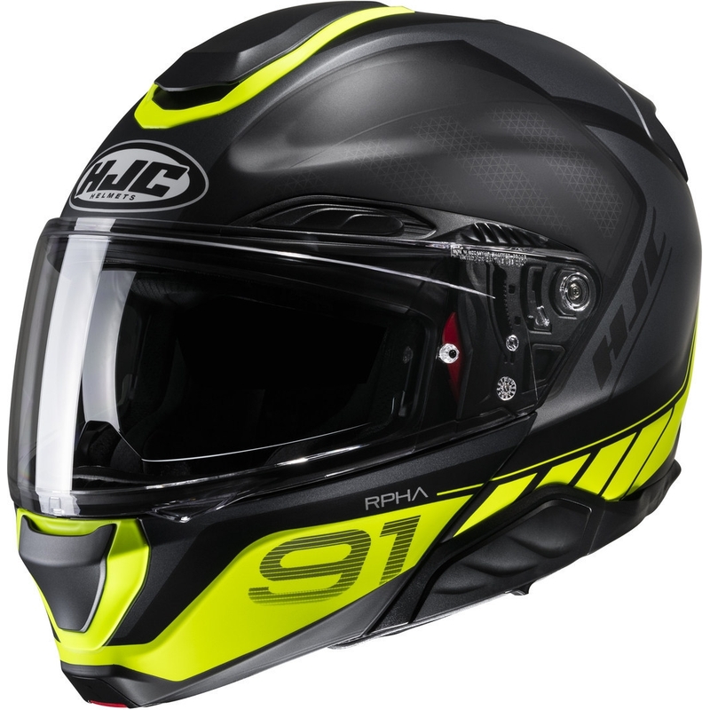 Casque moto modulable HJC RPHA 91 Rafino MC3HSF noir-jaune fluo